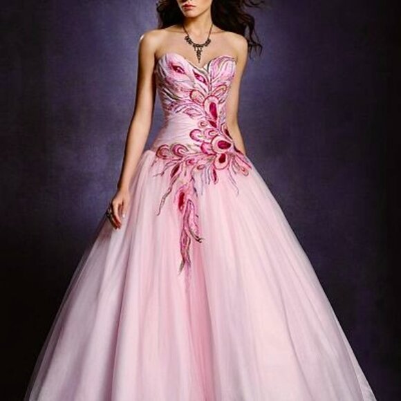 Floral Prom Dress - Alfred Angelo - Size 8 - Picture 1 of 5